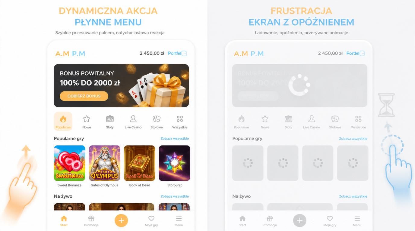 Kontrast między płynnym interfejsem a opóźnieniami na starszym telefonie