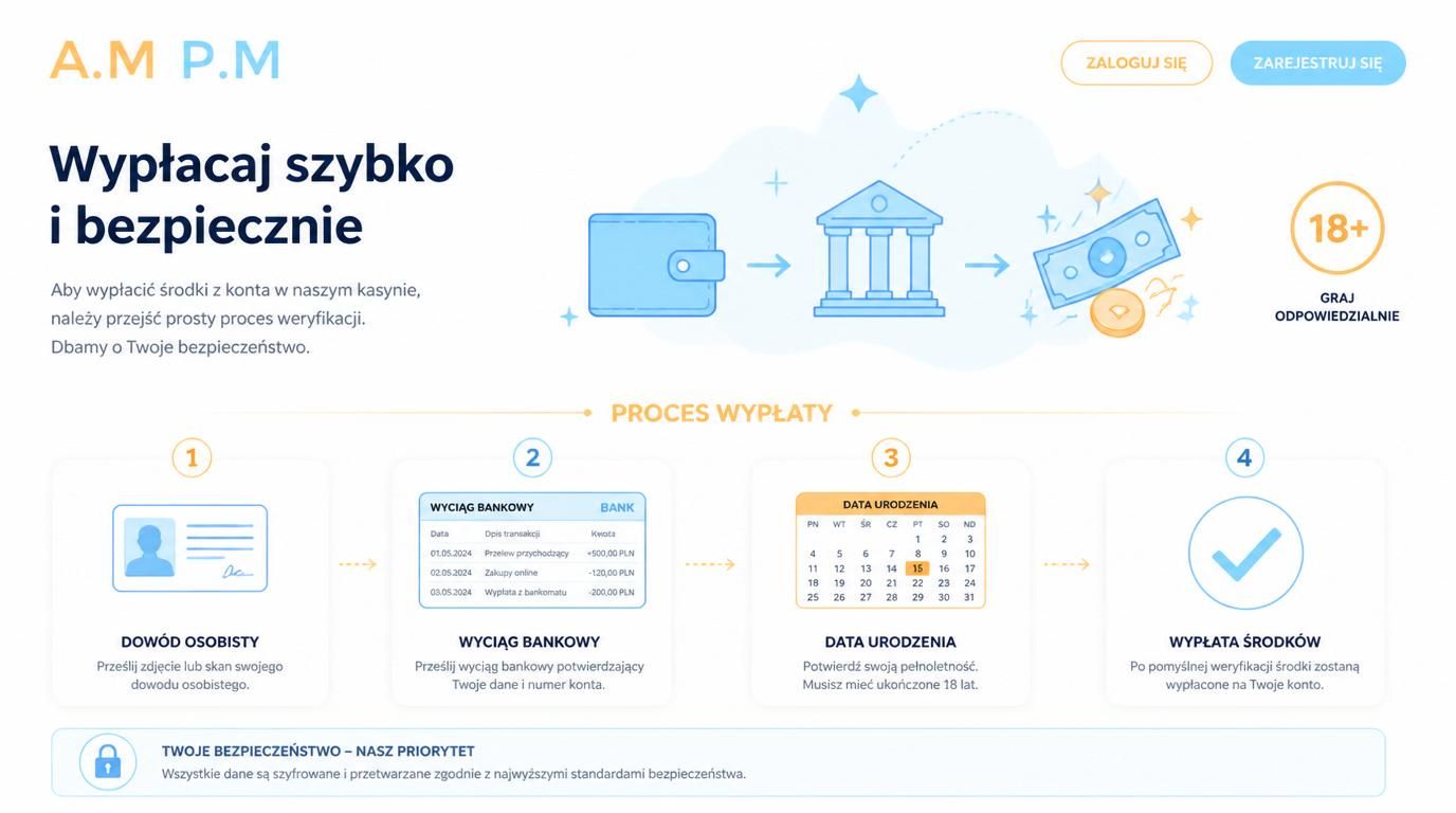Potwierdzenie wieku, dokument adresowy i wypłata z kasyna.